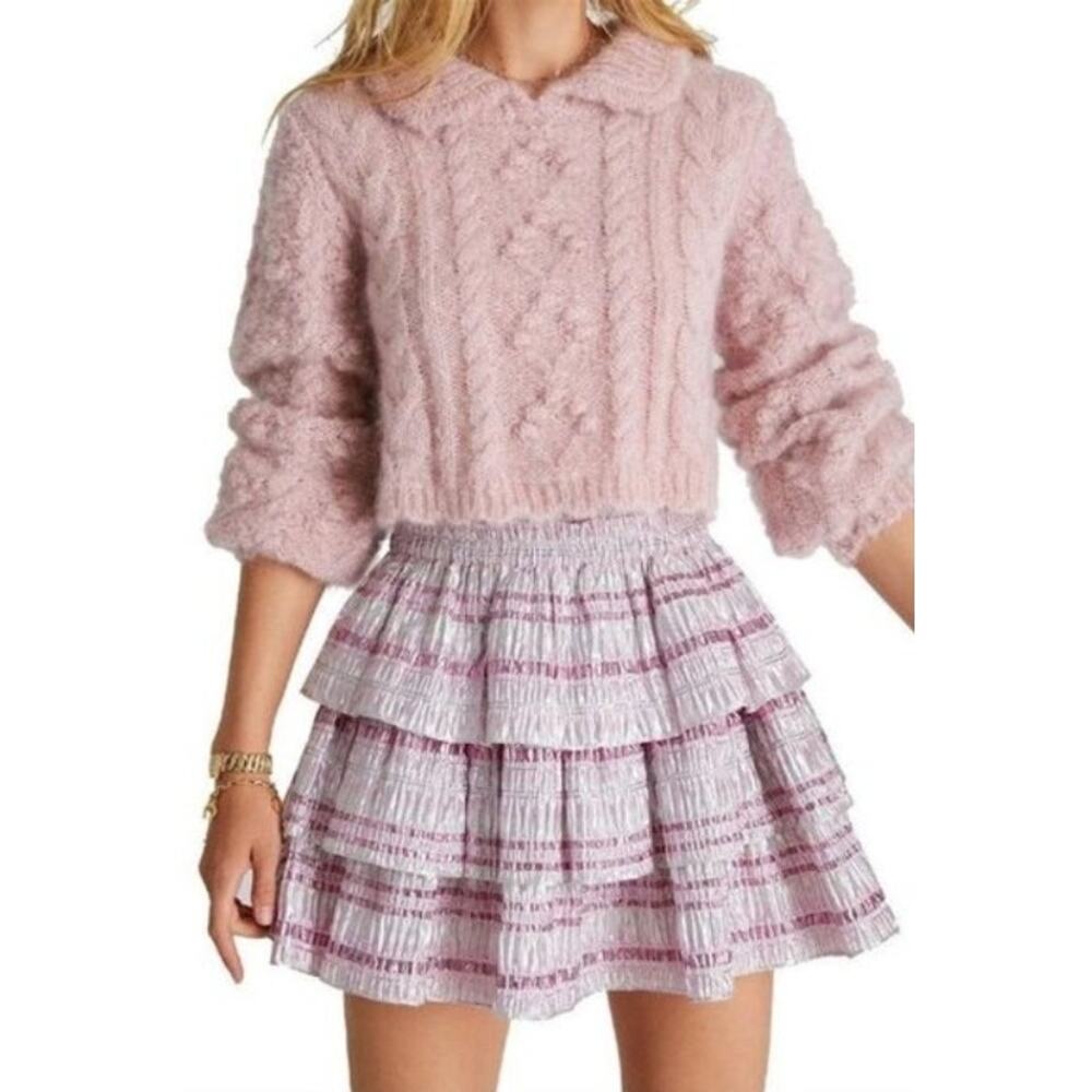 Loveshackfancy Metallic Caribbean Pink Brynlee Skirt Size Xs